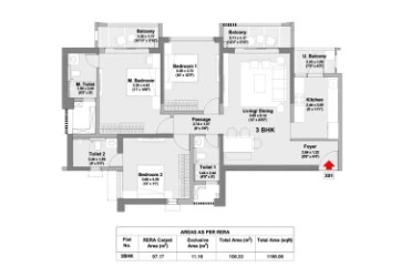 3 BHK Floor Plan
